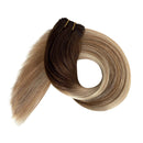 Sew in Hair Weft Human Hair Bundles Brown Roots to Golden Brown with Blonde Highlights Real Hair Extensions for Women Brazilian Straight Remy Human Hair Weave Extensions 80 Gram 12 Inch Ubetta Store