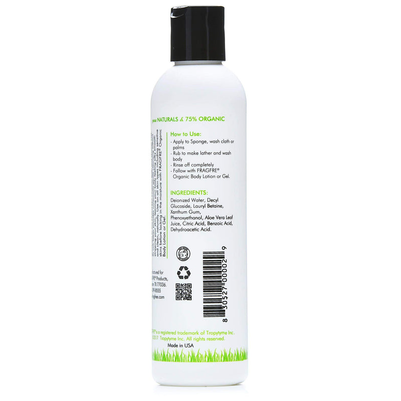 FRAGFRE All-Natural Aloe Vera Gel + Organic Aloe Vera Body Wash (2-Pack Gift Set) 8oz ea - 100% Natural Aloe Soothing Gel for Sensitive Skins - Fragrance Free Sulfate Free Gluten Free - Hypoallergenic FRAGFRE Store