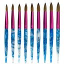 PANA USA Acrylic Nail Brush Pure Kolinsky Hair Acrylic White Swirl Blue Handle with Pink Ferrule Round Shaped - Size 12 PANA