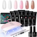 Beetles Poly Extension Gel Nail Kit, Clear Nail Builder Gel Pink Nude Poly Nail Enhancement Trial All-in-One French Kit with Mini Nail Lamp for Nail Art Starter Kit Best Valentines Day gifts beetles Gel Polish