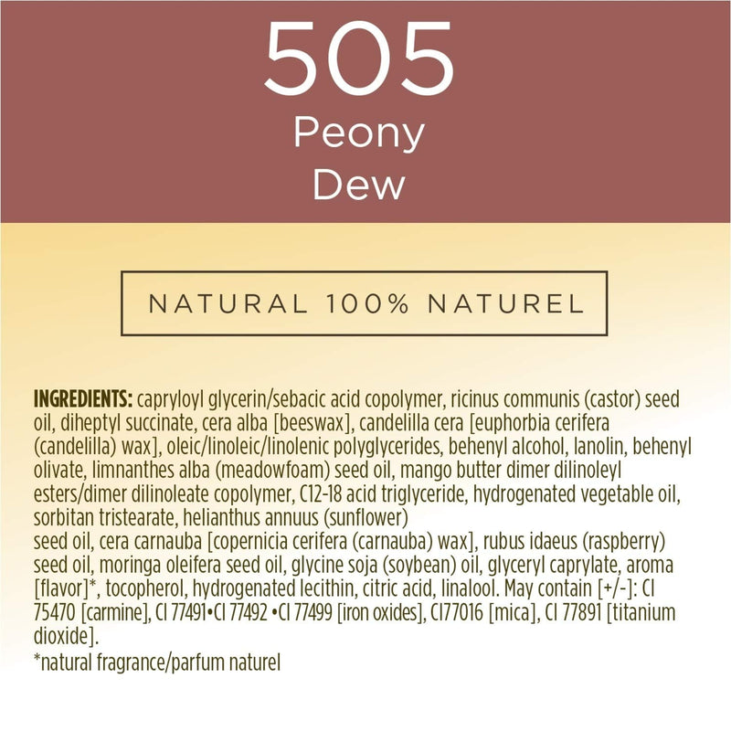 Burts Bees 100% Natural Glossy Lipstick, Peony Dew - 1 Tube Burt's Bees