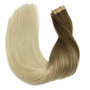 GOO GOO 20 Inch Human Hair Extensions Tape in Balayage Ash Brown to Platinum Blonde Hair Extensions 20pcs 50g Tape in Hair Extensions Natural Remy Human Hair Extensions GOO GOO Store