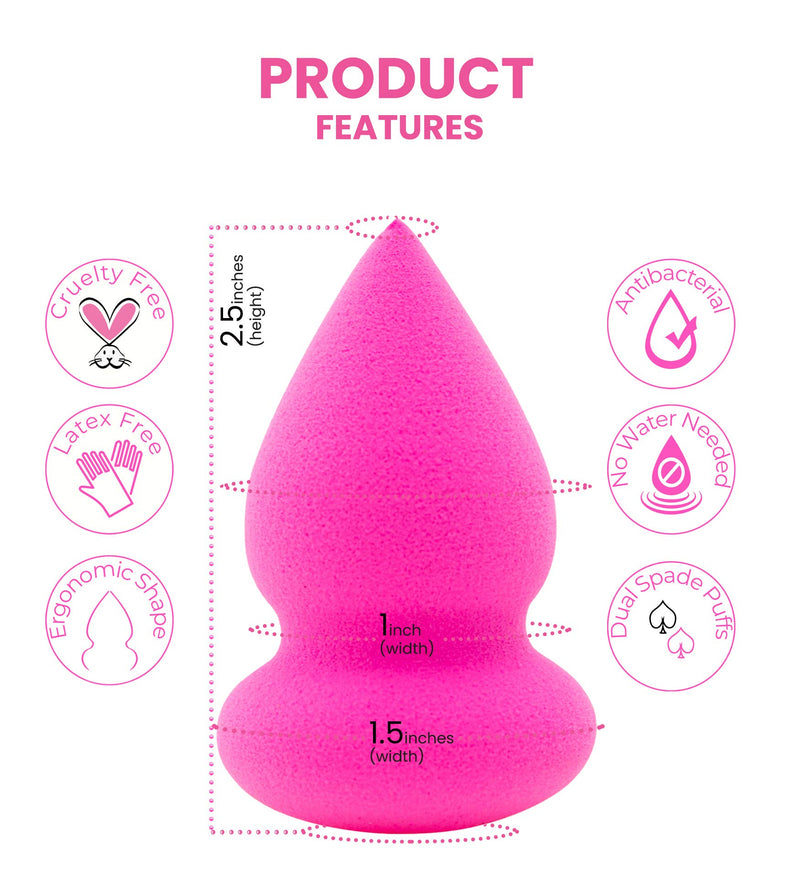 HB Hye Beauty Makeup Sponge, 2 Pcs Beauty Blender Set, Flawless for Cream, Liquid Foundation & Powder Application HB HYE BEAUTY