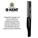 Kent 20T Black Graphite Handmade Folding Pocket Comb for Men, Fine Tooth Hair Comb Straightener for Everyday Grooming Styling Hair, Beard or Mustache, Use Dry or with Balms, Saw Cut, Made in England KENT