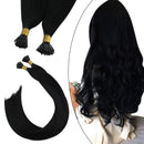 Ugeat I Tip Hair Extensions Human Hair 20Inch Jet Black Remy I Tip Hair Extensions Human Hair