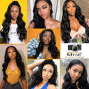 QTHAIR 14A 13x4 Lace Front Human Hair Wigs 16" Brazilian Body Wave Pre Plucked With Baby Hair Body Wave Brazilian Virgin Hair Lace Frontal Wigs for Black Women Natural Black Color QTHAIR Store