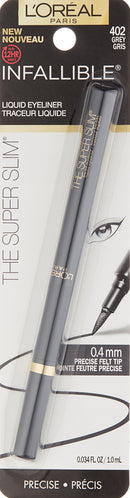 L'Oreal Paris Makeup Infallible Super Slim Long-Lasting Liquid Eyeliner, Ultra-Fine Felt Tip, Quick Drying Formula, Glides on Smoothly, Grey, Pack of 1 L'Oréal Paris