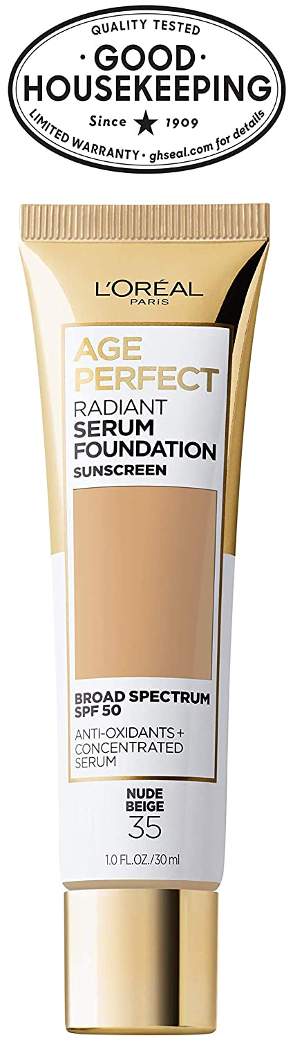 L'Oreal Paris Age Perfect Radiant Serum Foundation with SPF 50, Nude Beige, 1 Ounce L'Oreal Paris Store