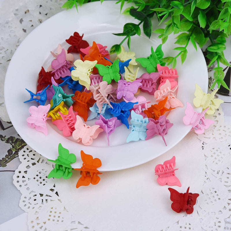 EAONE 50 Pieces Butterfly Hair Clips Pastel Hair Clips Mini Cute Clips Hair Accessories for Hair 90s Girls Women with Box Package, Matte Colors EAONE