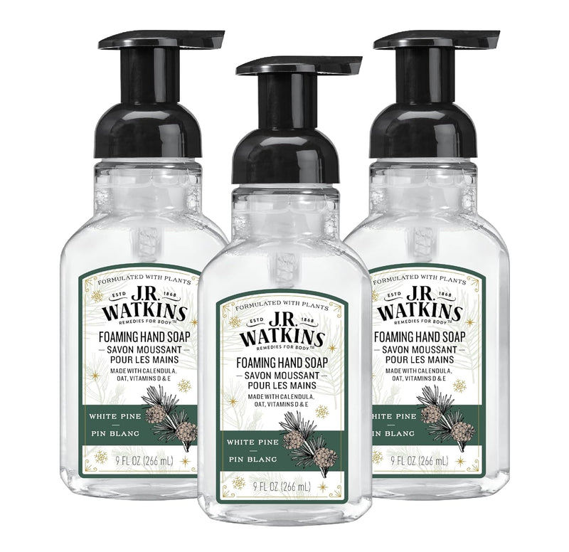 J.R. Watkins Foaming Hand Soap Pump with Dispenser, Moisturizing Hand Soap Foam, Alcohol-Free, Cruelty-Free, , Use for Kitchen or Bathroom, Eucalyptus, 9 fl oz,3 Pack Infinity Warehouse