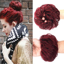 100% Human Hair Bun Extensions Messy Chignon Hair Pieces Scrunchy Scrunchie Updo Hairpiece Hair for Women Kids Donut Ponytail Hairpieces (Wine Red/99J Burgundy) conrora