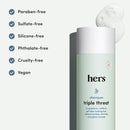 hers triple threat shampoo for hair that feels and looks thicker and stronger with biotin, saw palmetto, pumpkin seed oil, lightly scented with rose, helps control hair shedding, 2 pack, 6.4oz Infinity Warehouse