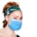 Hanna Roberts Headband Design with Buttons for Face Masks and Covers, Stretchy and Wide (Palm Trees) Hanna Roberts