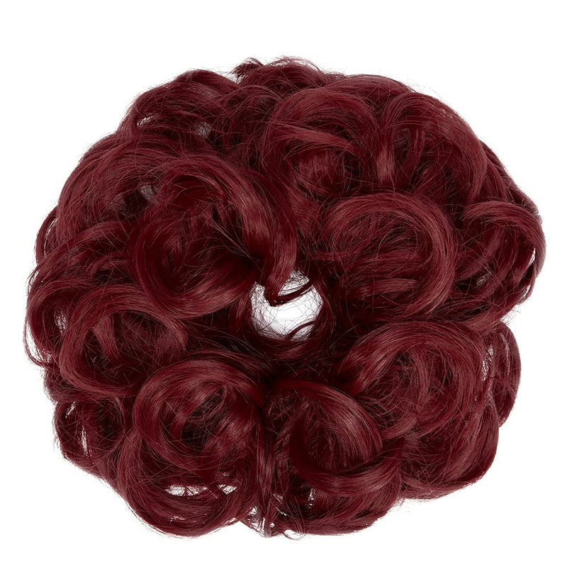 Messy Bun Hair Piece for Women Thick Updo Scrunchies Hair Extension Ponytail Hair Accessories Dark Red OMGREAT