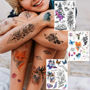 Yezunir 6 Sheets Watercolor Flower Temporary Tattoos For Women Girls Small Lavender Sweetpea Diamond Glitter Face Fake Tattoos Temporary Women Rose Floral Geometric Butterfly Feather Birds Tatoos Set Yezunir