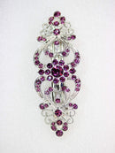 Faship Gorgeous Purple Crystal Hearts And Floral Hair Barrette Faship