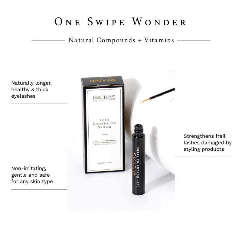MATKAS Eyelash Growth Serum & Brow w/Vitamin B3 + B5 + Biotin + Peptides To Rapid Boost Lash Growth Serum, Eyelash Serum To Grow Lashes Longer, Thicker, Eye Lash Serum Enhancing, Eyebrow Serum Md MATKAS