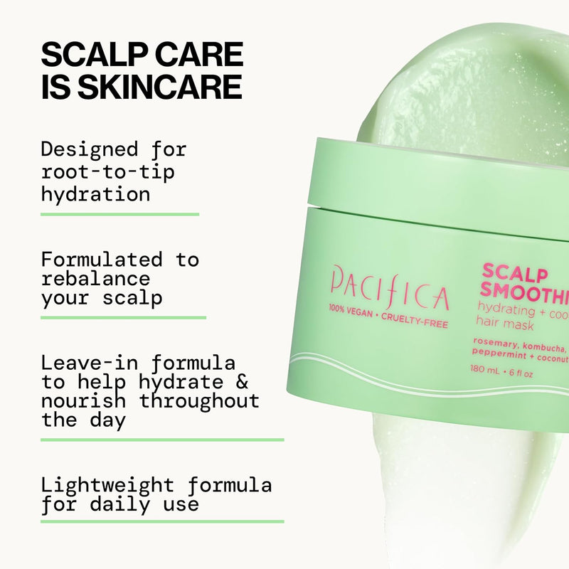 Pacifica Scalp Smoothie Hydrating Scalp Treatment & Leave-On Hair Mask, Cooling Relief for Dry, Flaky, Itchy Scalp & Thinning Hair, Vegan & Cruelty-Free, 6 fl oz Infinity Warehouse