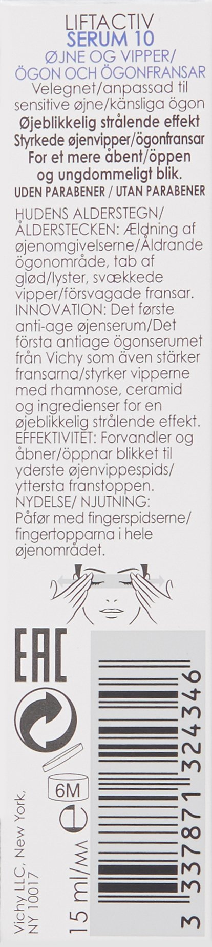 Vichy LiftActiv Serum 10 Eyes and Lash Serum Anti Aging Eye Cream Moisturizer and Eyelash Serum Lash Conditioner and Anti Wrinkle Eye Cream for Fine Lines and Crow's Feet Safe for Sensitive Skin Vichy