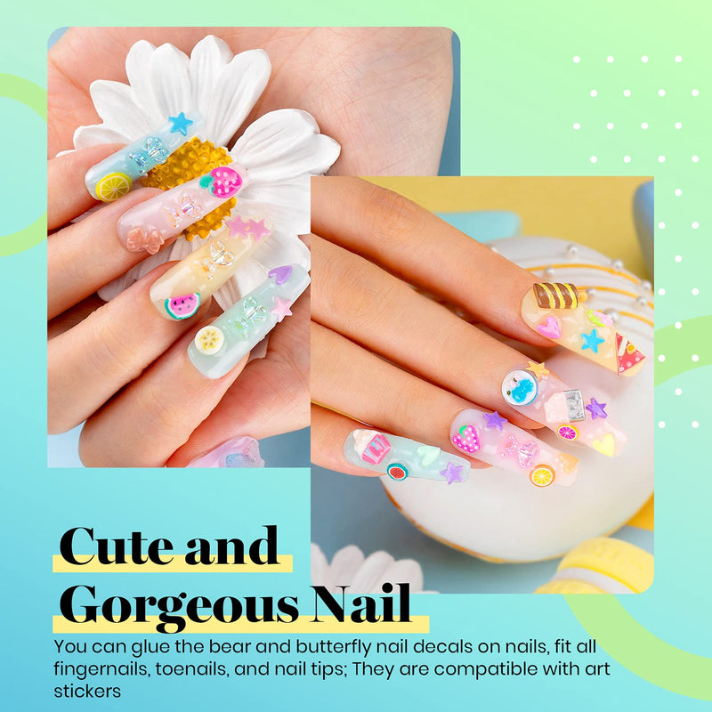 Beetles Poly Nail Gel Charms kit Acrylic Bear, 3D Butterfly Nail Charms, Rhinestone Glue Gel Colorful 3D Cute Resin Charm for Nail Art Designs 2021 Nail DIY Crafting Accessories beetles Gel Polish