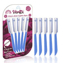 Womens Facial Razor Hair Removal - Dermaplaning Tool Peach Fuzz Remover Shaver Trimmer Women Remove Fine Hair Blue Eyebrow Razors Dermaplane Face Shavers Exfoliating Sensitive Skin Travel Essential Vertex