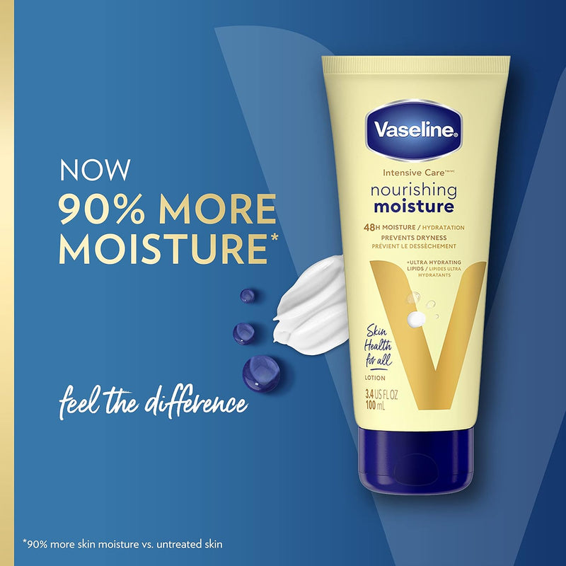 Vaseline Nourishing Moisture Body Lotion Hand & Body Lotion Pack of 12 for Dry Skin made with Ultra-Hydrating Lipids & Pure Oat Extract 3.4 oz Infinity Warehouse