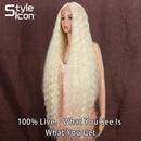 Style Icon 41" Lace Front Wigs Long Wavy Synthetic Wigs with Baby Hair Half Hand Tied 130% Density Wigs (1.5"4" Simulated Scalp, 613) Style Icon Store
