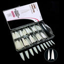 Vivace 2Pack Natural/Clear Long Stiletto 100 Acrylic False Fake Nail Tips With Plastic Case (Total 200Tips) 10Sizes For Nail Salon Nail Shop (200 Long Stiletto) Vivace