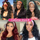 Headband Wig Human Hair Wigs for Black Women Brazilian Body Wave Human Hair Wigs Glueless None Lace Front Wigs Machine Made Headband Wigs 150% Density (24 inches) HEDY