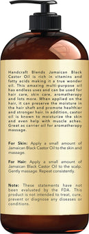 Handcraft Jamaican Black Castor Oil for Hair Growth, Eyelashes and Eyebrows - 100% Pure and Natural Carrier Oil & Body Oil - Use As Aromatherapy Carrier Oil, Moisturizing Massage Oil - 16 fl. oz Handcraft Blends