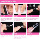 Beetles Long Coffin Fake Nail Tips - 500Pcs Acrylic Press on Nails Clear Artificial False Nails with Nail Glues for Acrylic Nail/Dip Powder Nails/Poly Nail Extension Gel Nail Art DIY Home beetles Gel Polish