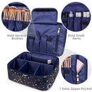 Travel Makeup Bag Large Cosmetic Bag Make up Case Organizer for Women and Girls (Blue Galaxy) Narwey