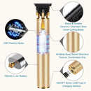 Hair Clippers for Men, Electric Pro Li Outliner Grooming Rechargeable Cordless Close Cutting T-Blade Trimmer for Men 0/1.5/3/6/9 mm Baldheaded Hair Clippers Zero Gapped Detail Beard Shaver (Gold) GOODAN