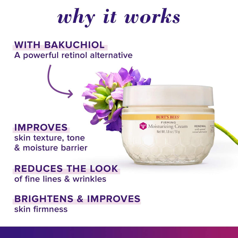 Burt's Bees Renewal Firming Face Cream, Anti-Aging Retinol Alternative, Moisturizing Natural Skin Care, 1.8 Ounce (Packaging May Vary) Burt's Bees