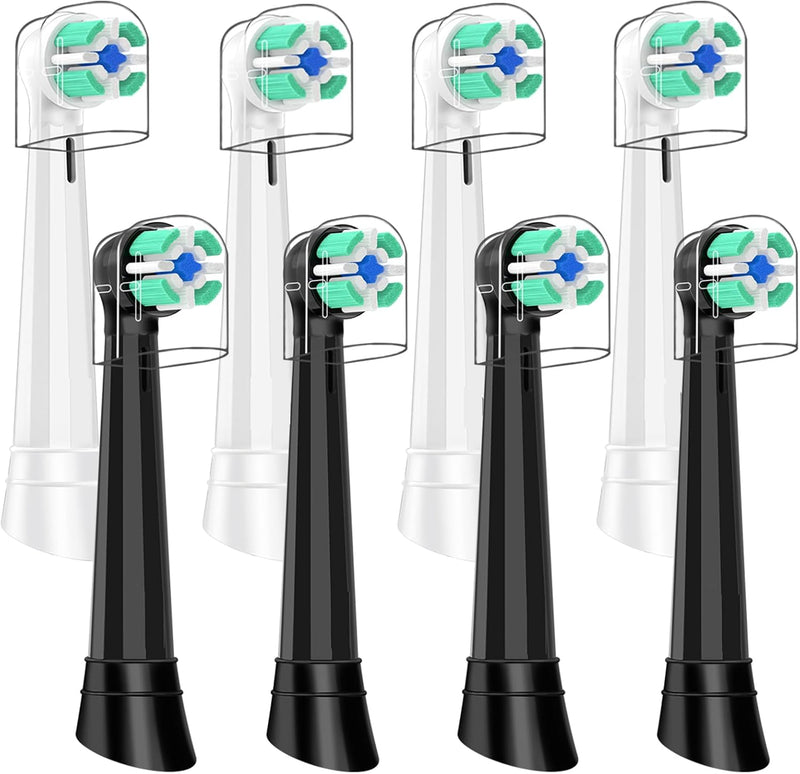 Replacement Heads Compatible with Oral B iO, Brush Heads for iO 2 3 4 5 6 7 8 9 10 Series, 8 Count Toothbrush Heads for Gentle Care Teeth, Black/White - Infinity Warehouse