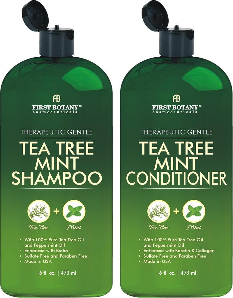 Tea Tree & Eucalyptus Shampoo and Conditioner Set – Clarifying & Scalp Care Formula with Activated Charcoal, Biotin & Keratin – Sulfate-Free, Made in USA - 16 fl oz x 2 Infinity Warehouse