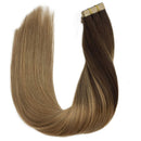 GOO GOO Tape in Hair Extensions Human Hair 24 Inch Ombre Chocolate Brown to Dirty Blonde Tape in Human Hair Extensions 20pcs 50g Remy Human Hair Extensions for Women GOO GOO Store