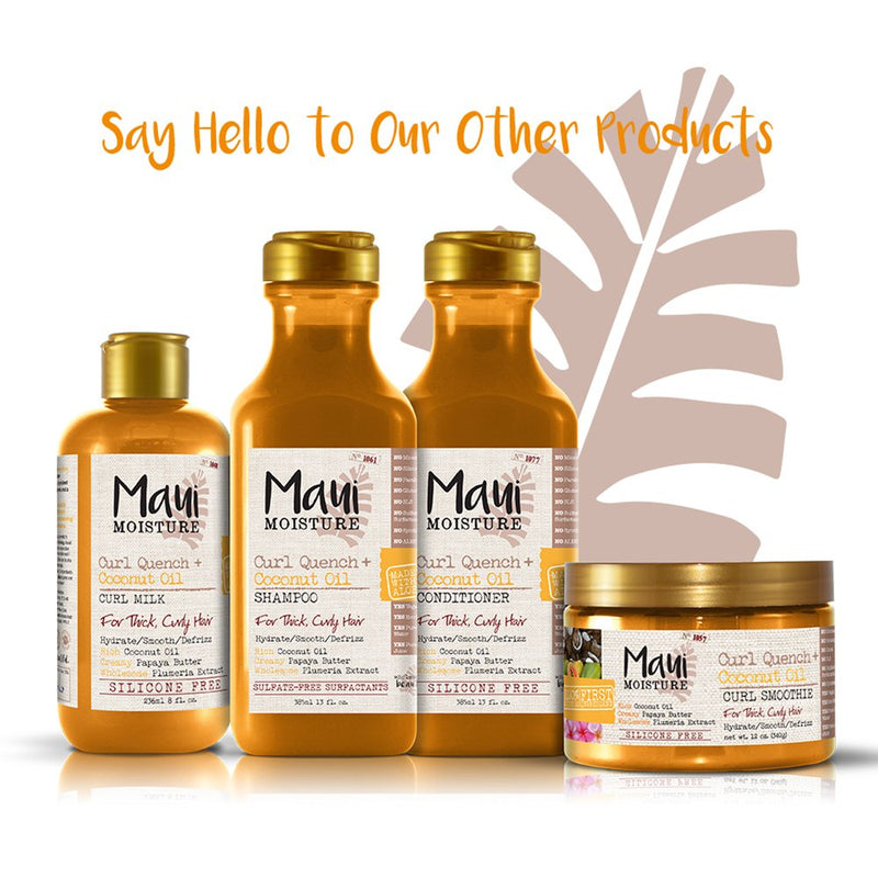 Maui Moisture Curl Quench + Coconut Oil Curl-Defining Anti-Frizz Shampoo to Hydrate and Detangle Tight Curly Hair, Softening Shampoo, Vegan, Silicone & Paraben-Free, 13 fl oz Maui Moisture