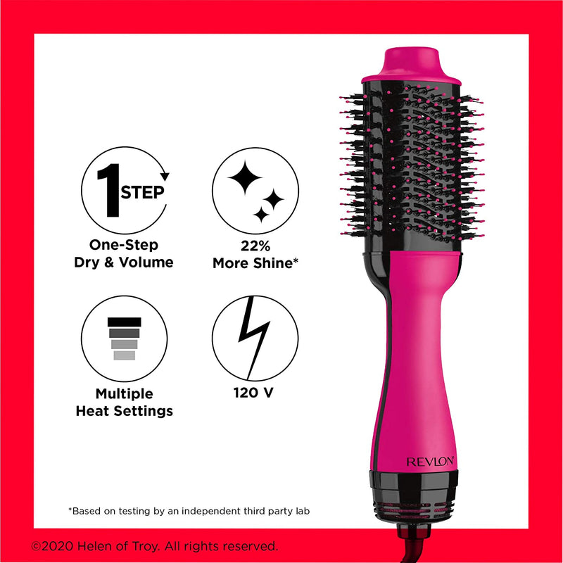 Revlon One-Step Hair Dryer and Volumizer Hot Air Brush, Pink REVLON Store