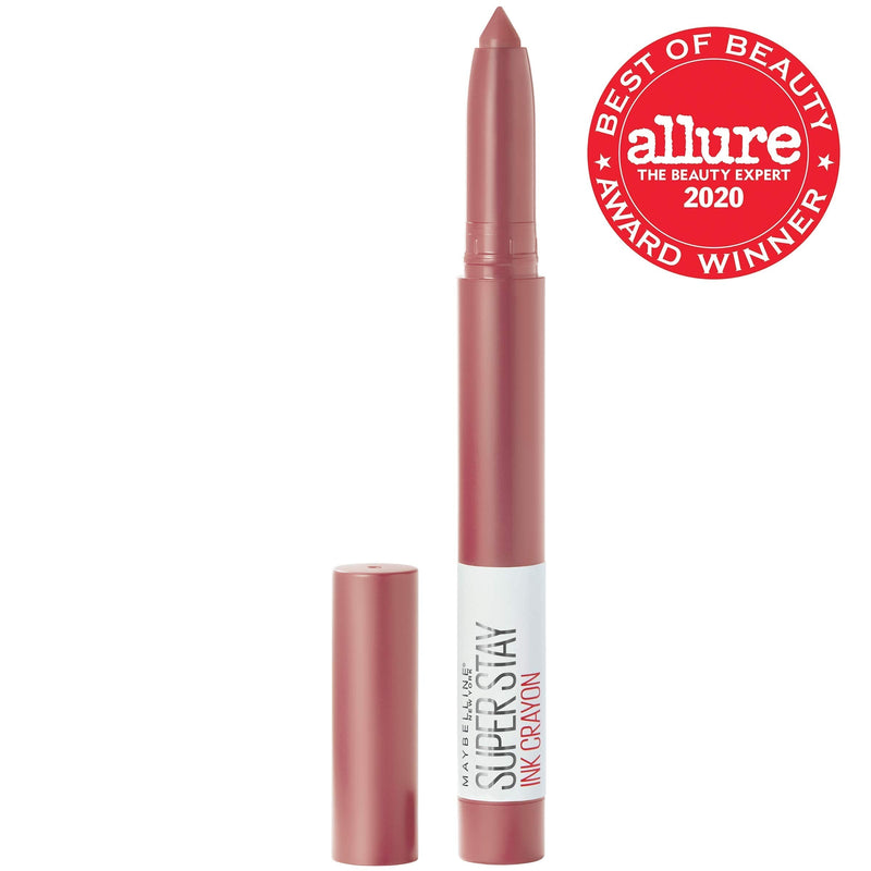 Maybelline Super Stay Ink Crayon Lipstick, Precision Tip Matte Lip Crayon with Built-in Sharpener, Longwear Up To 8Hrs, Lead The Way, Pink Beige, 0.04 oz Maybelline New York