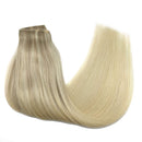 GOO GOO Hair Extensions Wire Hair Extensions Ombre Ash Blonde to Golden Blonde Mixed Platinum Blonde 12 Inch 70g Hairpiece Remy Human Hair Extensions Real Hair GOO GOO