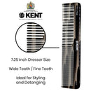 Kent 16T Graphite Double Tooth Hair Dressing Table Comb, Fine/Wide Tooth Dresser Comb For Hair, Beard and Mustache, Coarse/Fine Hair Styling Grooming Comb for Men, Women and Kids. Made in England KENT Store
