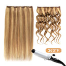 5 Pieces 20" Remy Clip in Ombre Hair Extensions Human Hair Light Blonde Mixed Golden Blond Highlights - Beauty Silky Straight Long Thick Real Hair Extensions for Women Fashion (20 inches,