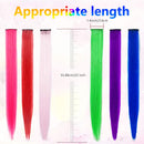 MEckily 12 Pcs Colored Hair Extensions Party Highlights, Straight Hairpiece Clip in Synthetic Hair Extensions for Kids Girls 22 inch (Colorful Set) MEckily Store