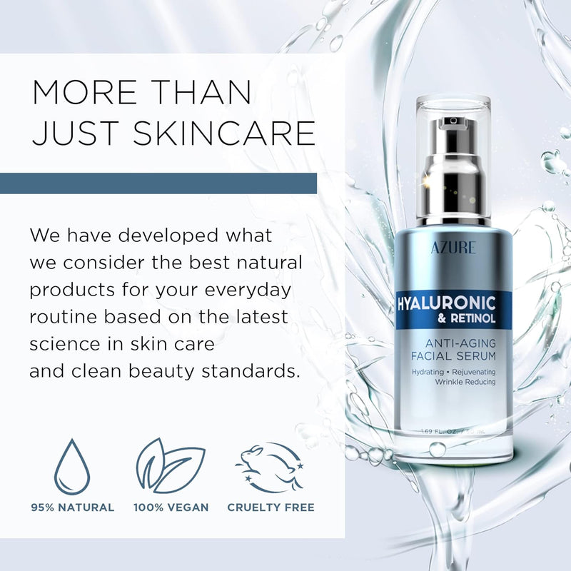Azure Cosmetics Hyaluronic Acid Serum For Face - Ultra Hydrating, Dermatologist Tested, Anti-Aging Moisturizer for Dark Spots, Fine Lines & Wrinkles - Vegan, Clean Beauty, Korean Skin Care - 1.69 oz Infinity Warehouse