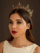 SWEETV Jeweled Baroque Queen Crown - Rhinestone Wedding Tiaras and Crowns for Women, Black Costume Party Hair Accessories with Ruby SWEETV Store