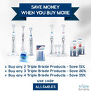 Triple Bristle Kids Sonic Toothbrush Replacement Heads | Patented 3 Brush Head Design | Angled Bristles Clean Each Tooth | Kids Sized Electric Brush Head Refill | Safe on Braces | 2 Pack Triple Bristle