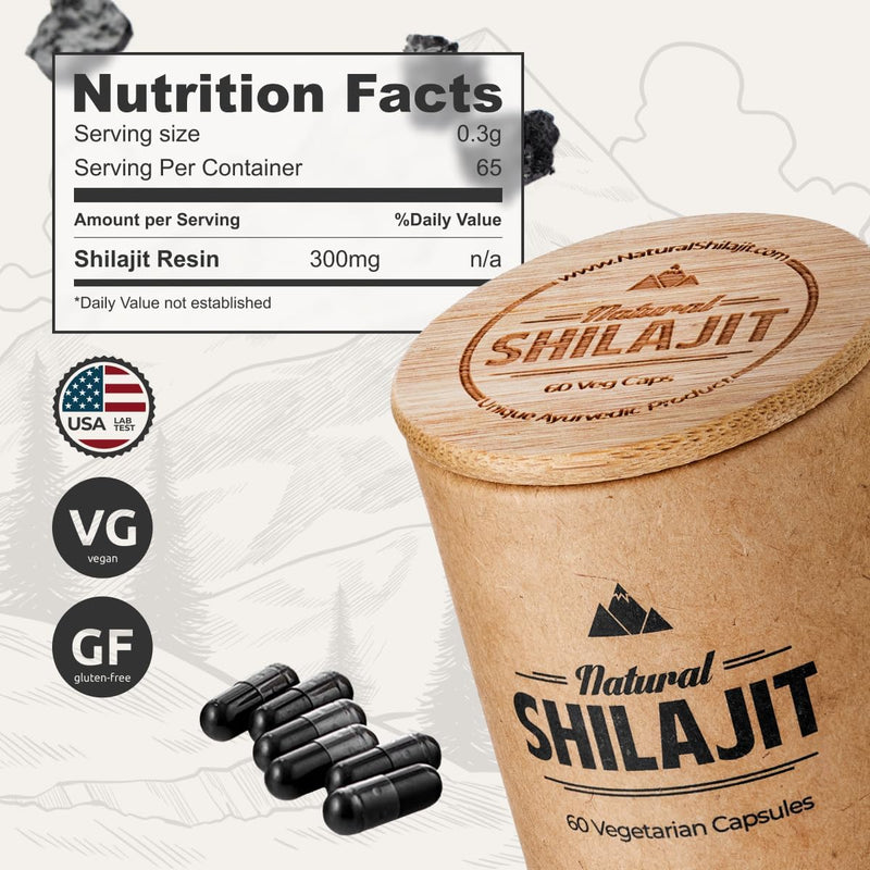 NATURAL SHILAJIT Capsules (1-2 Months Supply) - 60 Count - Shilajit for Men & Women with Fulvic Acid & Trace Minerals, Plant Based Nutrients for Energy, Immune Support & Vitality Infinity Warehouse