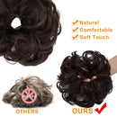 OKHOTY Hair Bun Extensions Messy Curly Hair Scrunchies Hairpieces Synthetic Donut Updo Hair Pieces for Women Girls(1PCS Black brown) OKHOTY