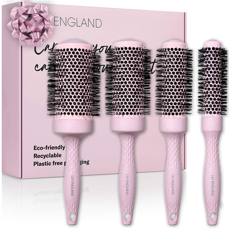 Eco Barrel Round Brush Set for Women - Blowout Brushes for Blow Drying - Sustainable Gift by Lily England (Pink) Lily England Store